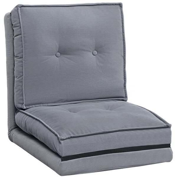 HOMCOM Poltrona da Pavimento Pieghevole in Velluto a Coste, Materassino da Pavimento con Schienale Regolabile in 5 Posizioni, 59x230x15 cm, Grigio | Aosom Italy