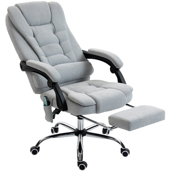 Vinsetto Poltrona da Ufficio Massaggiante e Riscaldante, Sedia da Ufficio, Altezza Regolabile, Schienale Reclinabile, 65x70x111-119 cm, Grigio | Aosom Italy
