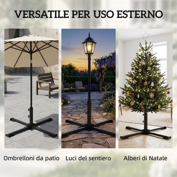 VivaGarden Base per Ombrellone Pieghevole a Croce 38-48 mm supporto patio colore Grigio Scuro