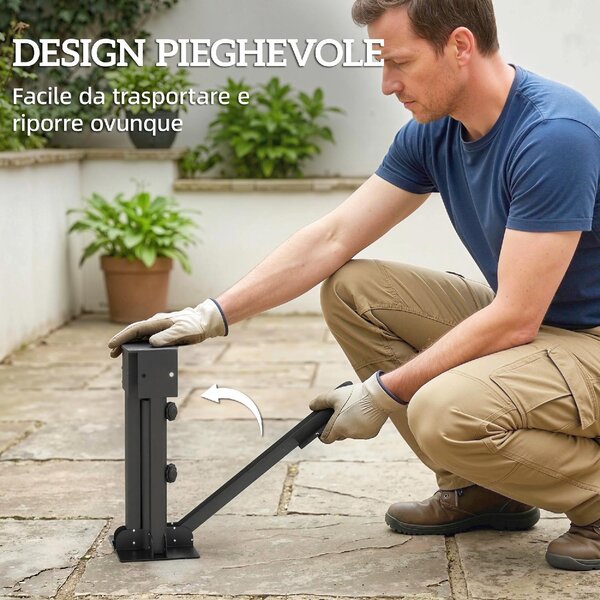 VivaGarden Base per Ombrellone Pieghevole a Croce 38-48 mm supporto patio colore Grigio Scuro