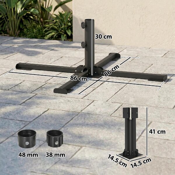 VivaGarden Base per Ombrellone Pieghevole a Croce 38-48 mm supporto patio colore Grigio Scuro