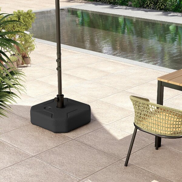 VivaGarden Base per Ombrellone Quadrata Riempibile con Sabbia o Acqua fino a 25kg 45x45x25 cm colore Nero