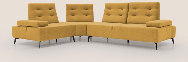 Lugano Divano angolare con schienali traslanti in microfibra effetto v
