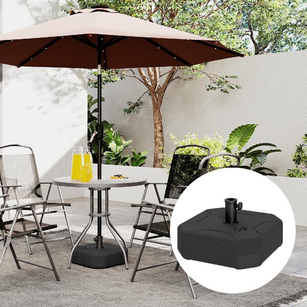 VivaGarden Base per Ombrellone Quadrata Riempibile con Sabbia o Acqua fino a 25kg 45x45x25 cm colore Nero