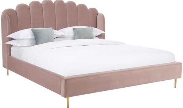 Letto matrimoniale imbottito in velluto Glamour