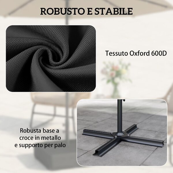 VivaGarden Base per Ombrellone Riempibile con Sabbia 80 kg/Sabbia Bagnata 90 kg per Pali da 48 mm colore Nero