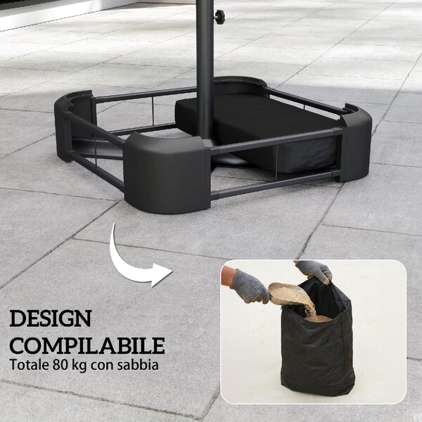 VivaGarden Base per Ombrellone Riempibile con Sabbia 80 kg/Sabbia Bagnata 90 kg per Pali da 48 mm colore Nero