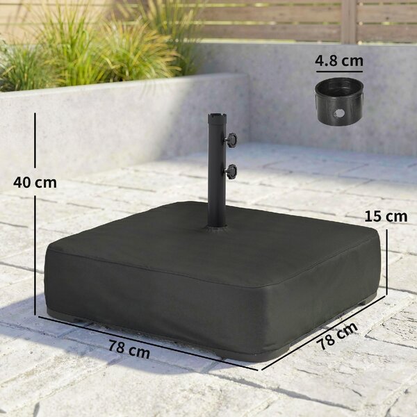 VivaGarden Base per Ombrellone Riempibile con Sabbia 80 kg/Sabbia Bagnata 90 kg per Pali da 48 mm colore Nero