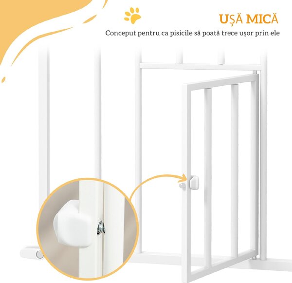 AllMyPets Cancellino per Cani Regolabile Alto con Porta Piccola e Chiusura Automatica 74-101x104 cm colore Bianco