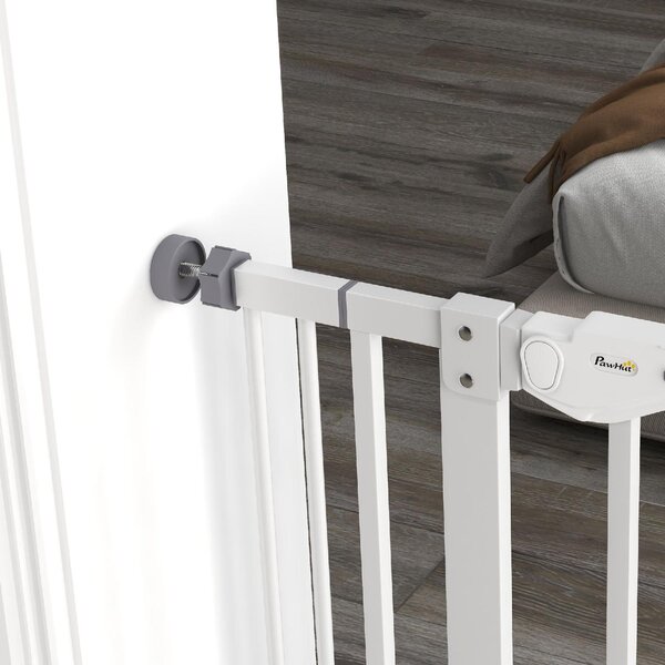 AllMyPets Cancellino per Cani Regolabile Alto con Porta Piccola e Chiusura Automatica 74-101x104 cm colore Bianco
