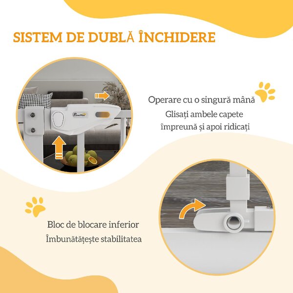 AllMyPets Cancellino per Cani Regolabile Alto con Porta Piccola e Chiusura Automatica 74-101x104 cm colore Bianco