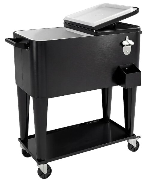 VivaGarden Carrello Frigo 76L con Ripiano Apribottiglie e Raccoglitore Tappi in Plastica e Acciaio 91x39x84.5 cm colore Nero