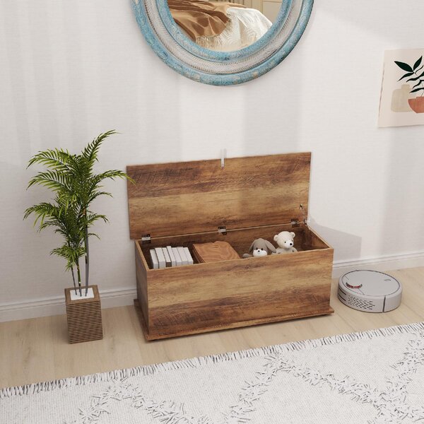 DecHome Cassapanca in Legno Panca Contenitore Dimensioni 100x40x40 cm colore Bianco