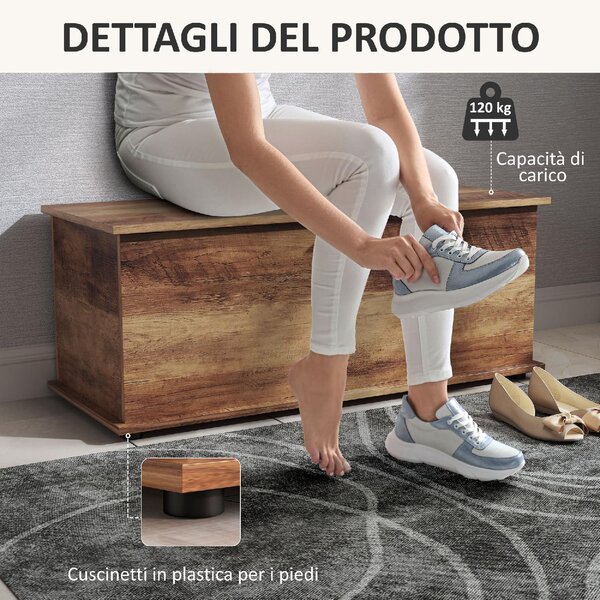 DecHome Cassapanca in Legno Panca Contenitore Dimensioni 100x40x40 cm colore Bianco