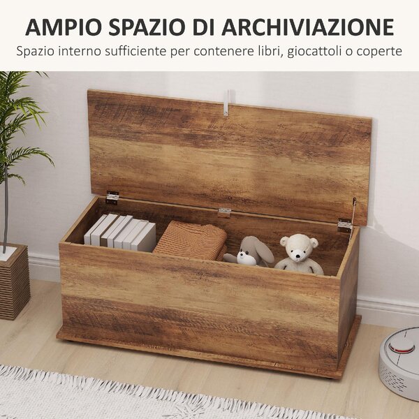 DecHome Cassapanca in Legno Panca Contenitore Dimensioni 100x40x40 cm colore Bianco