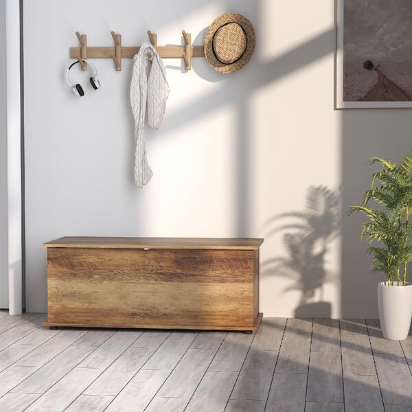 DecHome Cassapanca in Legno Panca Contenitore Dimensioni 100x40x40 cm colore Bianco