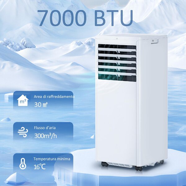 DecHome Condizionatore Portatile 5000 Btu Climatizzatore Classe A Funzione Deumidificatore colore Bianco