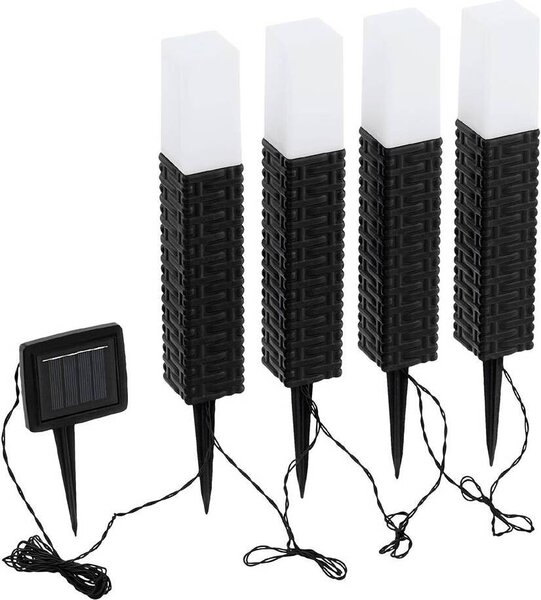 Eglo 48834 Z_SOLAR LED Lampada da giardino quadrupla 4x0,06W 50x50mm Marrone Nero Bianco