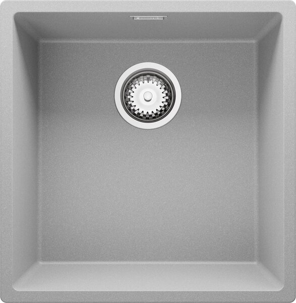 PRIMAGRAN lavello sottopiano in granito grigio 46x47cm, set lavello 1 vasca + scarico, lavello in granito da base 50 cm - London