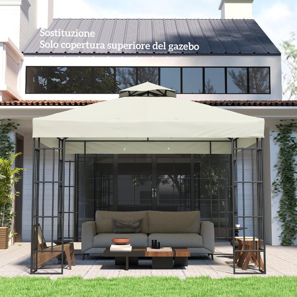 VivaGarden Copertura Gazebo 3x3 m a 2 Livelli UPF30+ in Poliestere colore Grigio Chiaro
