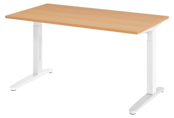 Scrivania bümö Serie XB - Finitura: faggio, struttura: bianco/alluminio lucido, dimensioni: 140 x 80 cm
