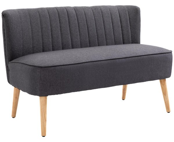 DecHome Divano 2 Posti Contemporaneo Luxury in Tessuto Effetto Lino Dimensioni 117x56.5x77 cm colore Grigio Scuro