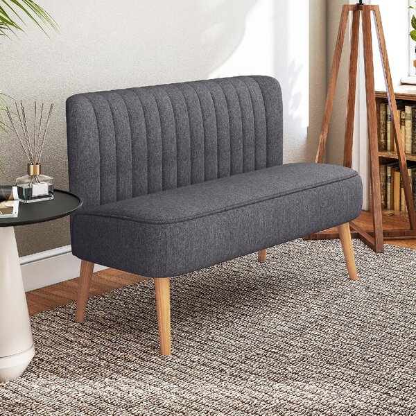 DecHome Divano 2 Posti Contemporaneo Luxury in Tessuto Effetto Lino Dimensioni 117x56.5x77 cm colore Grigio Scuro