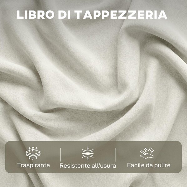 DecHome Divano 3 Posti Moderno con Penisola in Tessuto Effetto Pelle Dimensioni 212x125x84 cm colore Crema