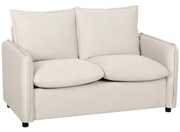 DecHome Divano 2 Posti Moderno in Tessuto Effetto Pelle Dimensioni 131x73x80 cm colore Crema