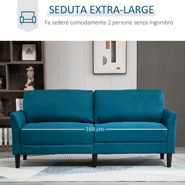 DecHome Divano 3 Posti Moderno in Tessuto Dimensioni 191x79x87 cm colore Blu Pavone
