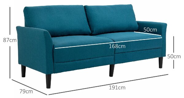 DecHome Divano 3 Posti Moderno in Tessuto Dimensioni 191x79x87 cm colore Blu Pavone