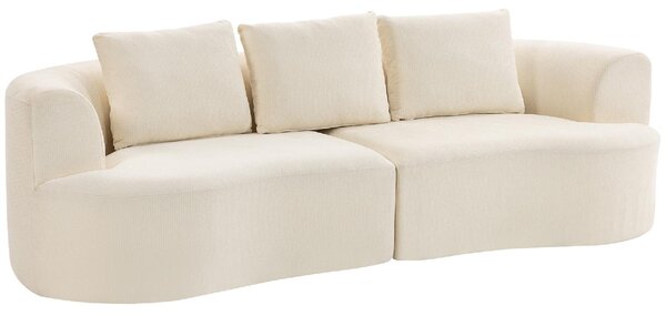 DecHome Divano Componibile 3 Posti Moderno in Ciniglia Dimensioni 260x106x82 cm colore Crema