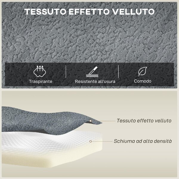 DecHome Divano Componibile 4 Posti Moderno in Tessuto Effetto Velluto Dimensioni 294x165x70 cm colore Grigio Scuro