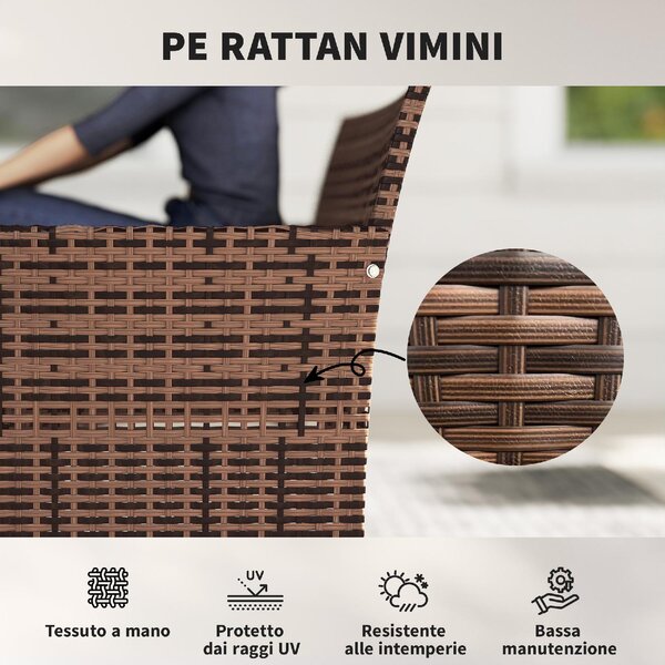 VivaGarden Divano da Esterno 2 Posti con Cuscini in Rattan e Acciaio 115x63x85 cm colore Beige