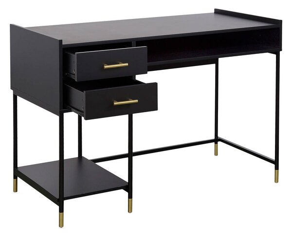 Scrivania Tedy, 2 cassetti, legno e metallo, nero - Atmosphera créateur d'intérieur