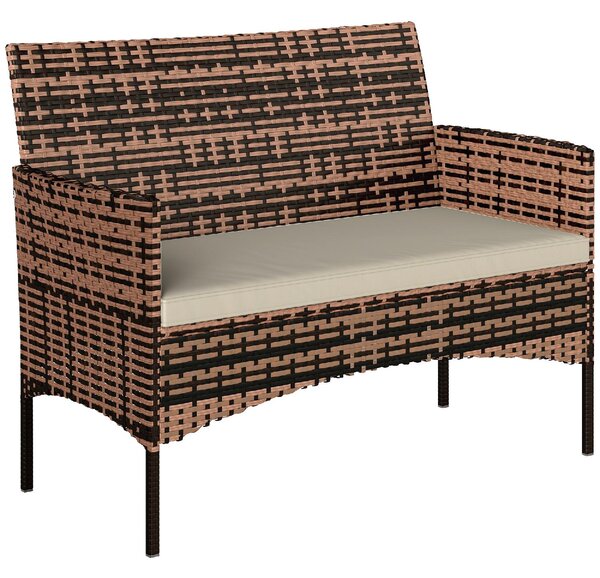 VivaGarden Divano da Esterno 2 Posti con Cuscini in Rattan e Acciaio 115x63x85 cm colore Beige