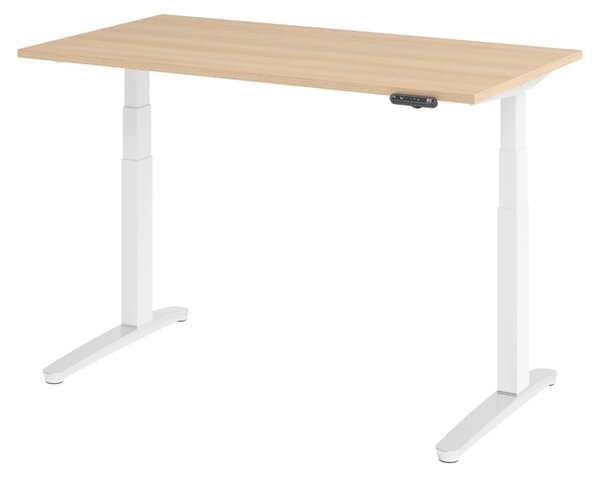 Scrivania elettrica bümö modello XBHM - Finitura: Noce, Struttura: Bianco/Alluminio lucido, Dimensioni: 140 x 80 cm