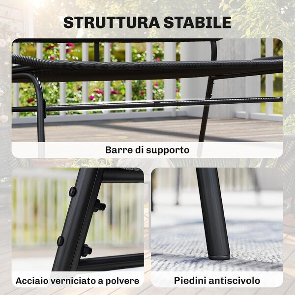 VivaGarden Divano da Esterno 2 Posti senza Braccioli in Rattan PE e Acciaio 117x67x80 cm colore Nero