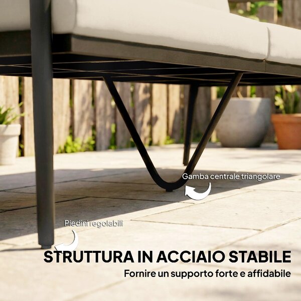VivaGarden Divano da Esterno 3 Posti con Cuscini in Rattan PE 176x75x78 cm colore Cachi