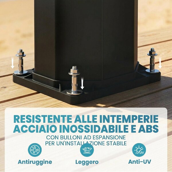 VivaGarden Doccia da Giardino Solare 35L Temperatura 5-60 Soffioni Rubinetto per Piedi 18x14x215h cm colore Nero