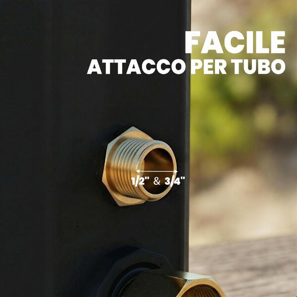 VivaGarden Doccia da Giardino Solare 35L Temperatura 5-60 Soffioni Rubinetto per Piedi 18x14x215h cm colore Nero