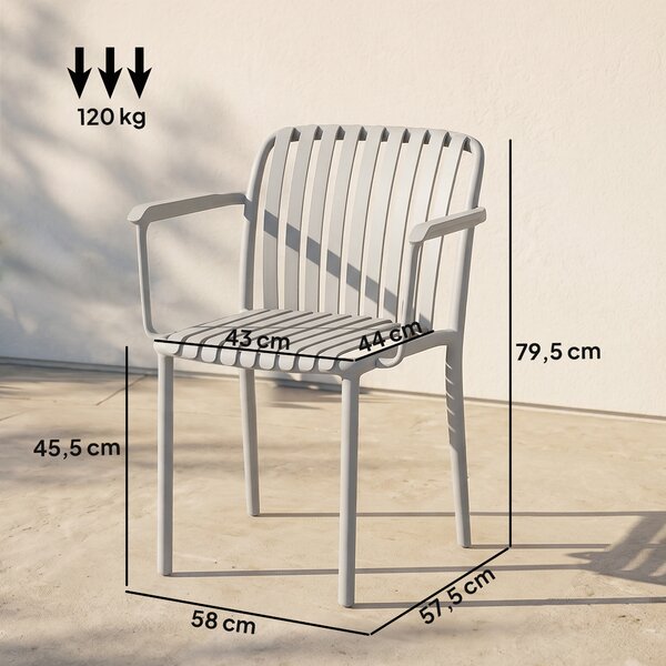 Outsunny Set di 4 Sedie Giardino Impilabili, Design Doghe e Braccioli. | Aosom Italy