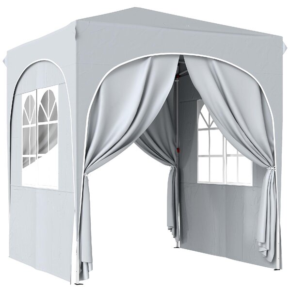 VivaGarden Gazebo da Giardino 2x2 m Pieghevole in Metallo/Tessuto Oxford colore Grigio Chiaro
