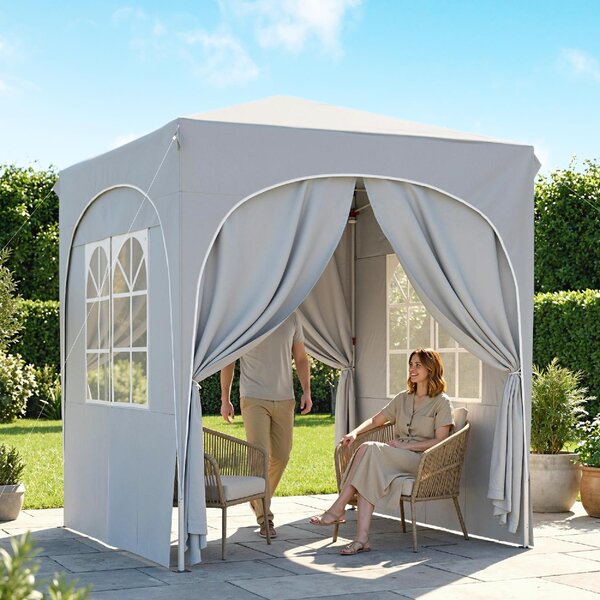 VivaGarden Gazebo da Giardino 2x2 m Pieghevole in Metallo/Tessuto Oxford colore Grigio Chiaro