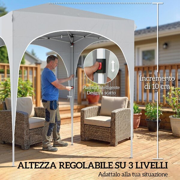VivaGarden Gazebo da Giardino 2x2 m Pieghevole in Metallo/Tessuto Oxford colore Grigio Chiaro