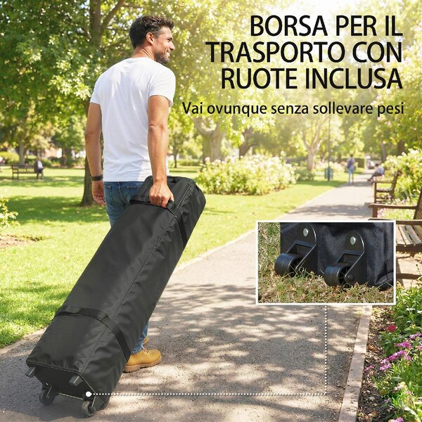 VivaGarden Gazebo da Giardino 2.9x4.3 m Pieghevole in Metallo/Tessuto Oxford con Pareti Laterali colore Marrone Sabbia
