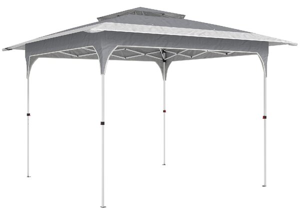 VivaGarden Gazebo da Giardino 3.5x3.5 m Pieghevole in Metallo/Tessuto Oxford con Doppio Tetto colore Grigio Scuro