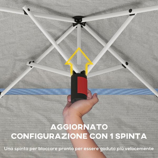 VivaGarden Gazebo da Giardino 3.5x3.5 m Pieghevole in Metallo/Tessuto Oxford con Doppio Tetto colore Grigio Scuro