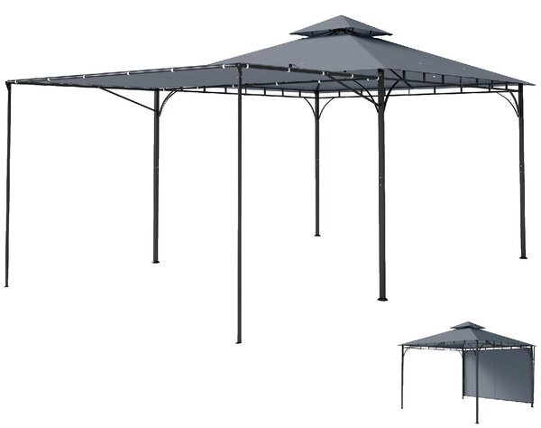 VivaGarden Gazebo da Giardino 3.2x3.2 m in Metallo/Poliestere con Tetto Estensibile colore Grigio Scuro