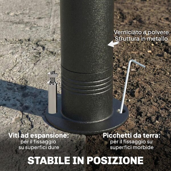 VivaGarden Gazebo da Giardino 3x3 m in Metallo/Poliestere con Doppio Tetto colore Grigio Scuro